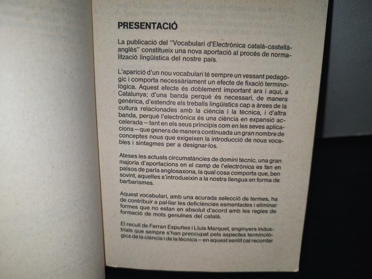 212- Vocabulari D'Electrònica. Català-Castellà-Anglès - Ferran Espuñes, Lluís Marquet - 1986
