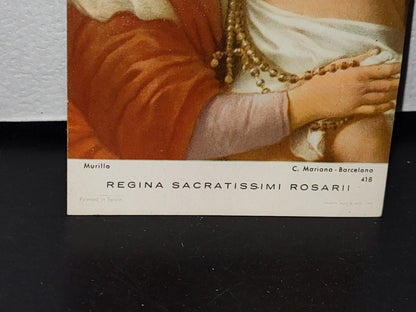A10C1-2- Estampa Religiosa De Murillo. Regina Sacratissimi Rosarii - 50'S - 60'S