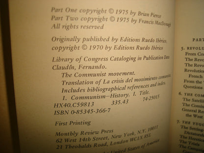 169- Movimiento Comunista. The Communist Movement - Fernando Claudín - Part Two - 1975