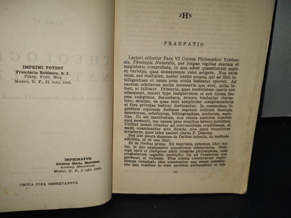 4- Theologia Naturalis. Pars Vi - Raphaele Martínez Del Campo - 1943