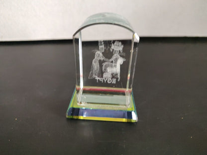 A3- Cubo Egipcio De Cristal Con Grabado Láser. Temática Cultura Egipcia