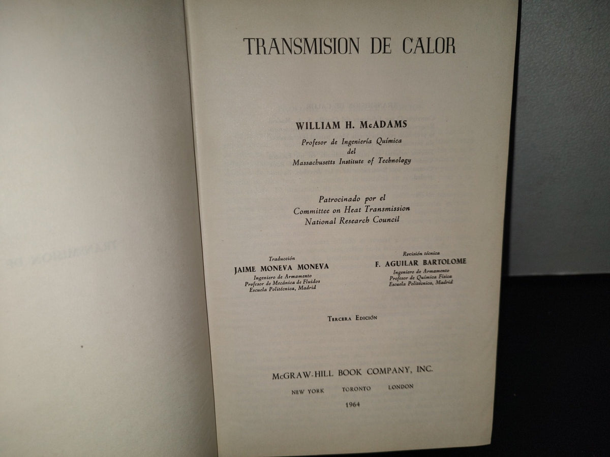 118- Transmisión De Calor - William H. Mcadams - Mcgraw-Hill Book Company, Inc. - 1964