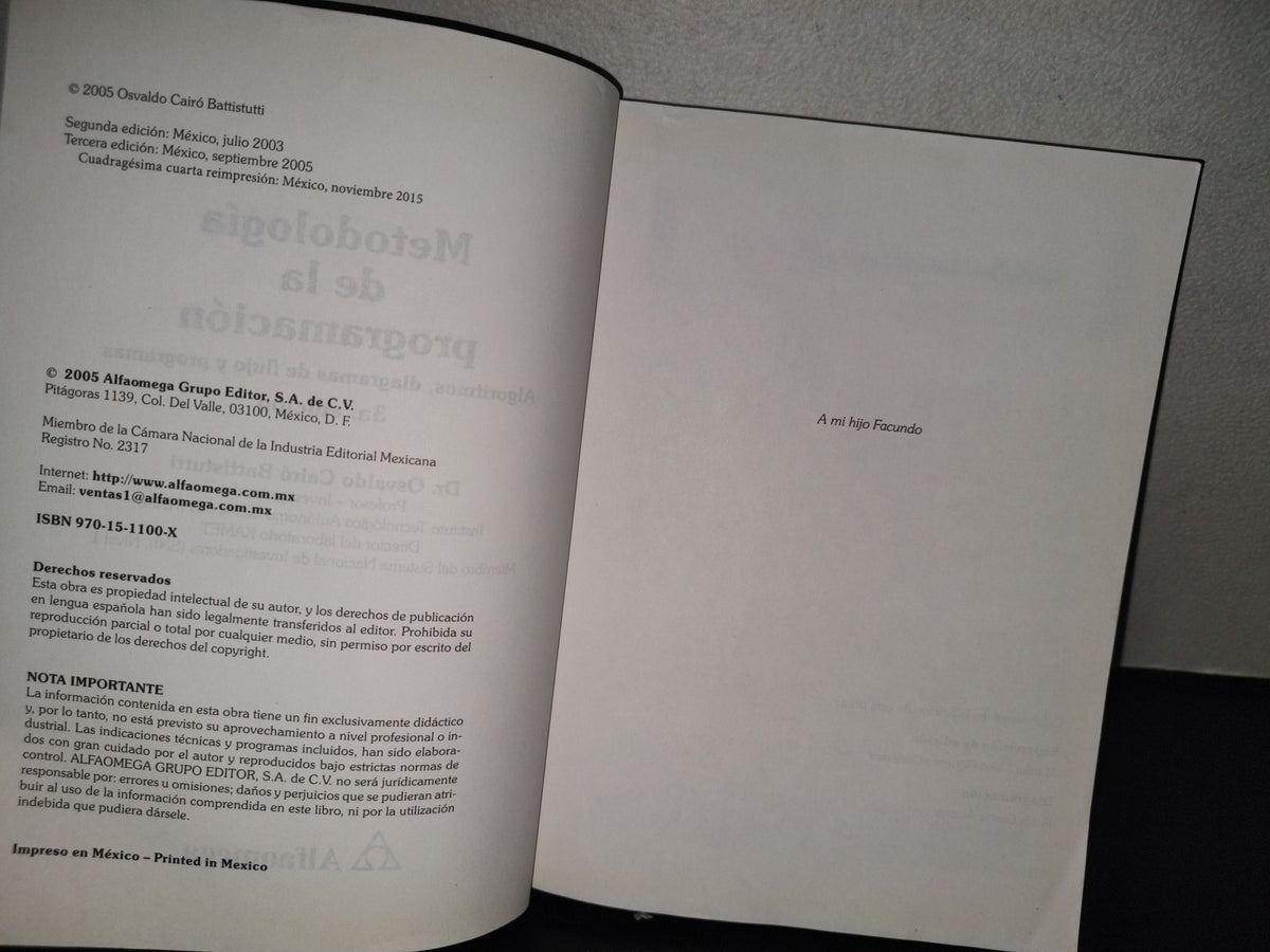 201- Metodología De La Programación. Algoritmos, Diagramas De Flujo Y Programas - Olsvaldo Cairó - Alfaomega Grupo Editor, 2015