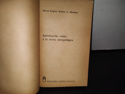 96- Introducción Crítica A La Teoría Antropológica - David Kaplan, Robert A. Manners