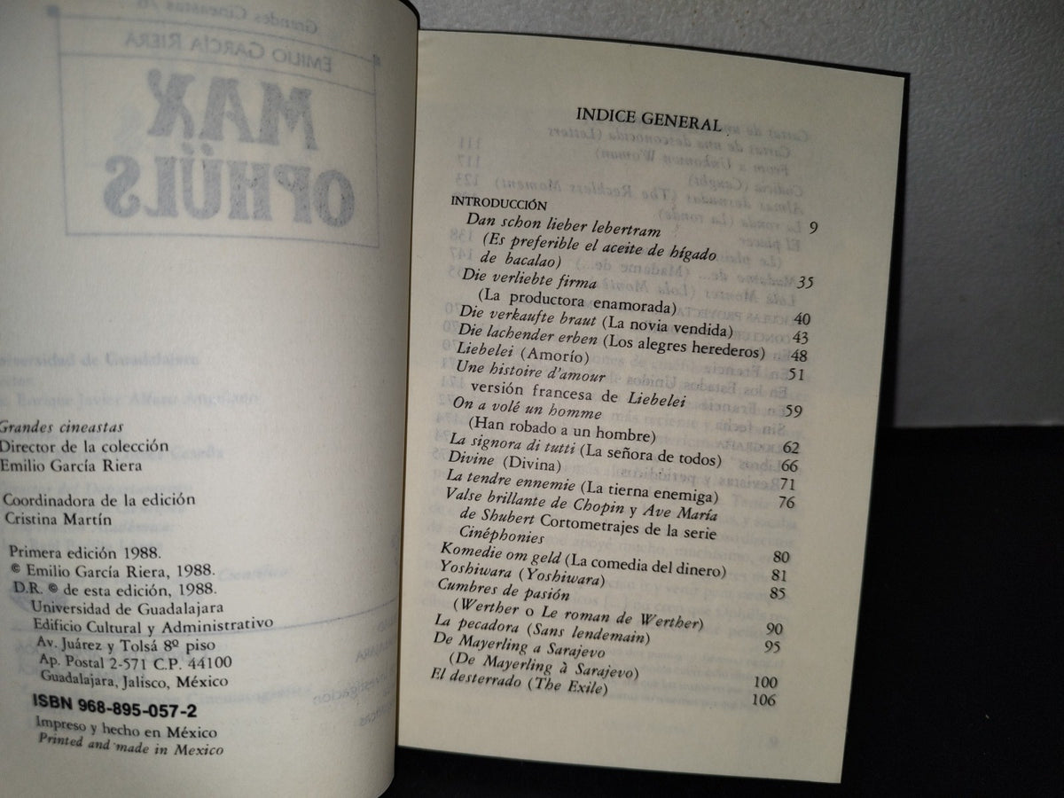 68- Max Ophüls - Emilio García Riera - Universidad De Guadalajara - Primera Edición 1988
