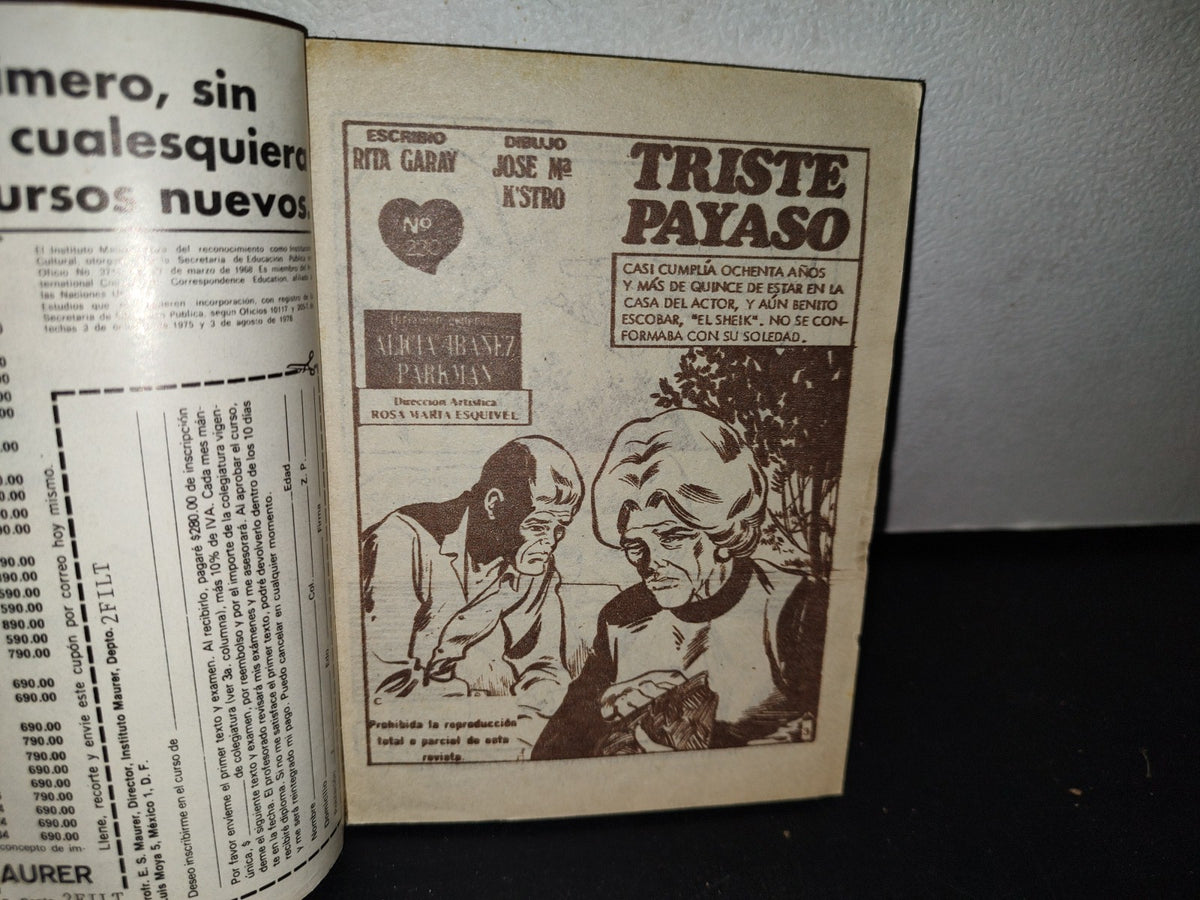 179- Cómic. Libro Sentimental.Triste Payaso - Rita Garay, José Ma. K'Stro, No. 230 - Julio 1982