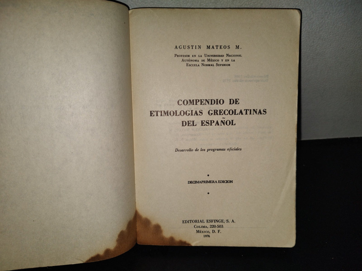 202- Etimologías Grecolatinas Del Español - Agustín Mateos M.