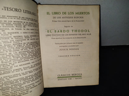65- El Libro De Los Muertos De Los Antiguos Egipcios, Seguido De El Bardo Thodol. Libro Tibetano De Los Espíritus Del Más Allá - Clásicos Bergua, 1967