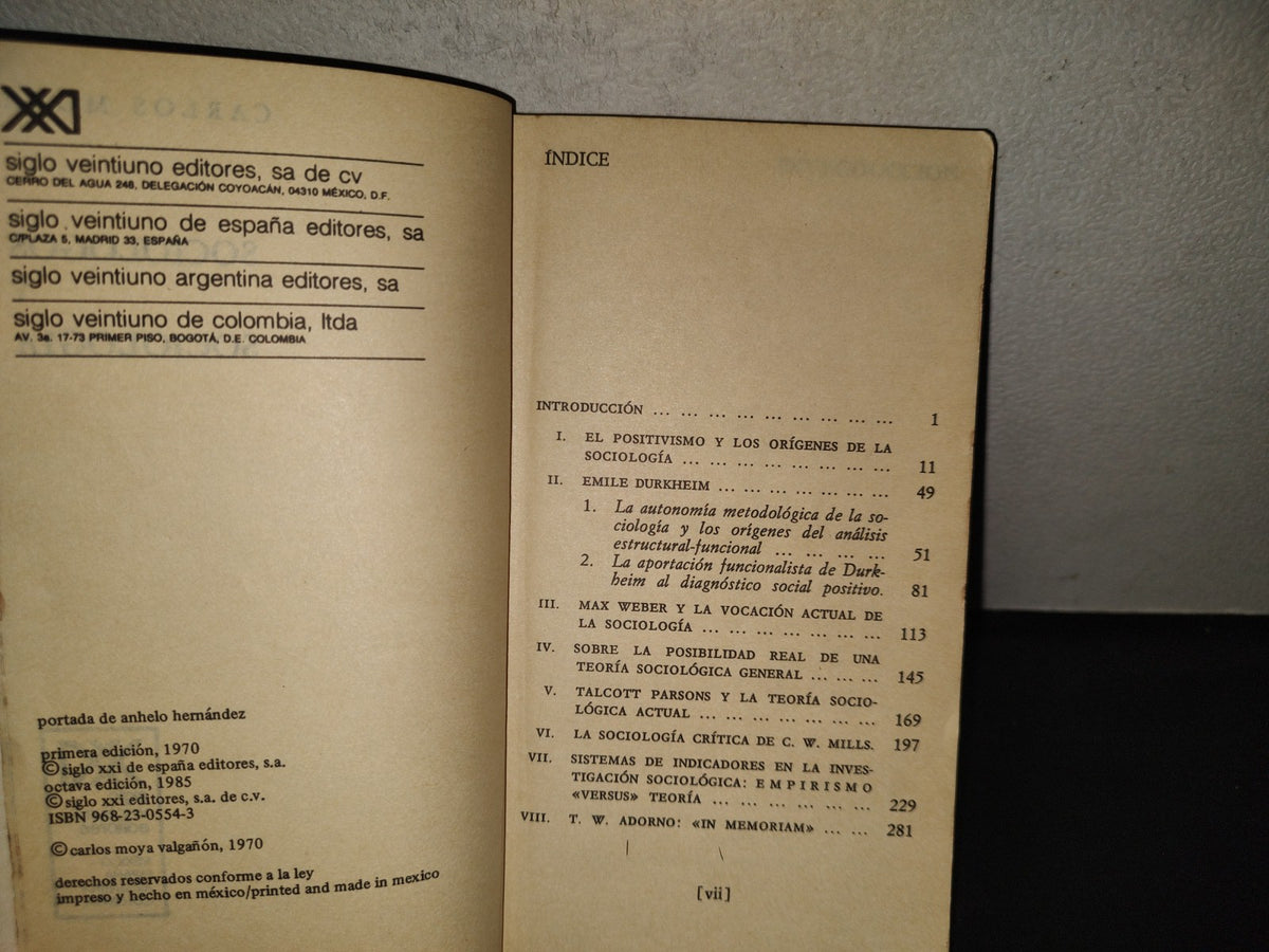 199- Sociólogos Y Sociología - Carlos Moya - Siglo Veintiuno Editores - Primera Edición 1970
