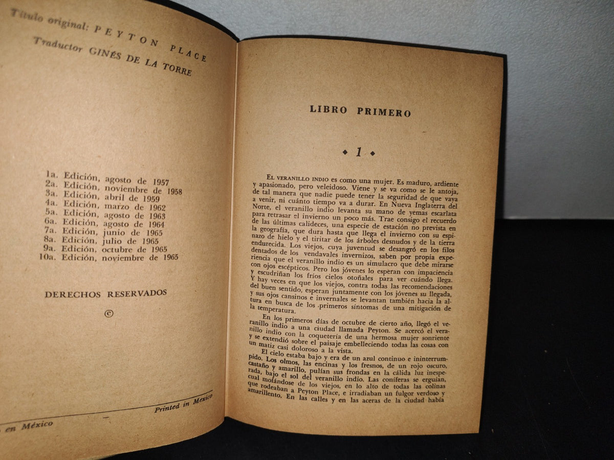 75- Peyton Place O La Caldera Del Diablo - Grace Metalious - Editorial Constancia, S. A., 1965