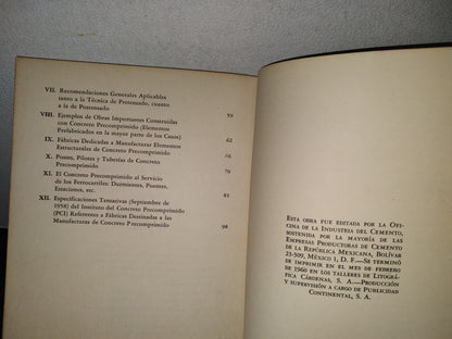 85- Manufacturas De Concreto Precomprimido 1960. Federico Barona De La O