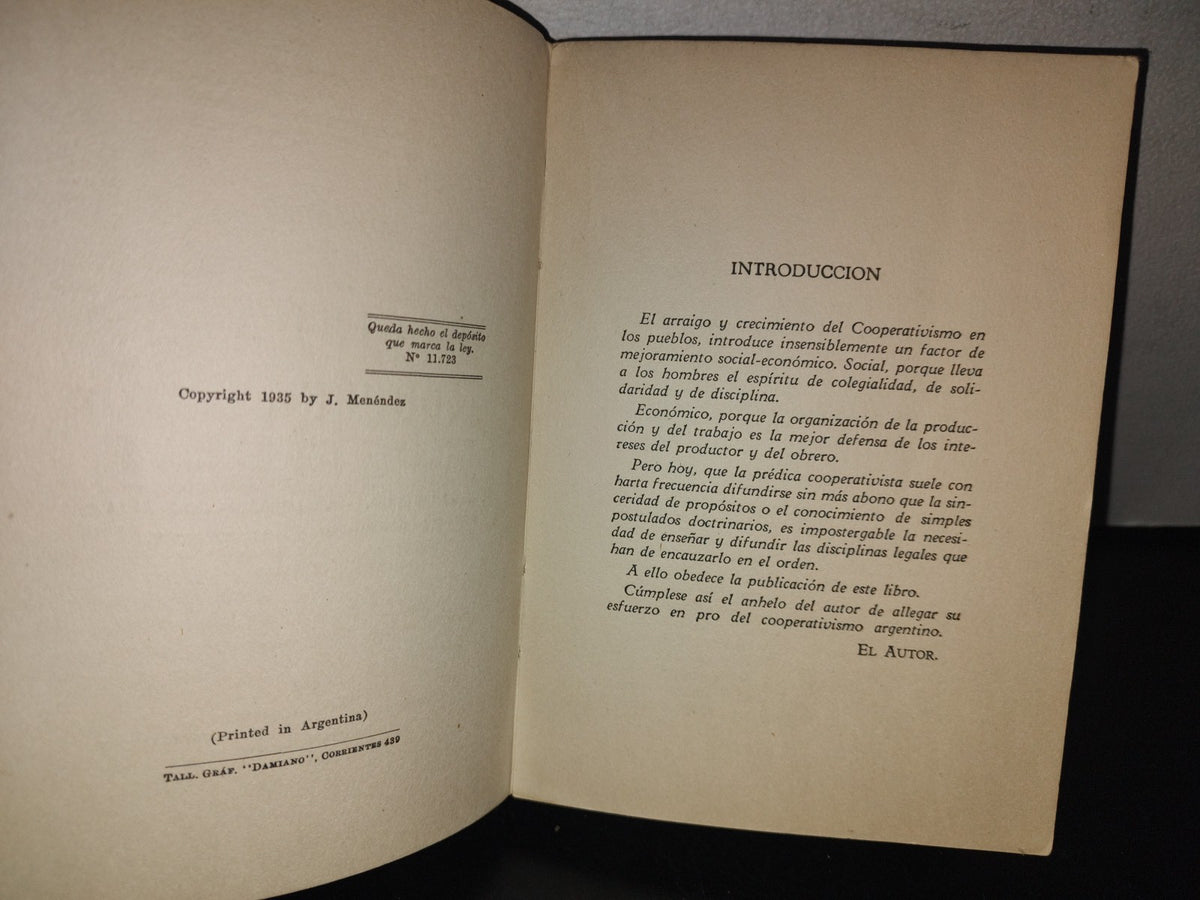 128- Sociedades Cooperativas. (Ley 11.388) - Comentario.  Legislación Comparada Jurisprudencia Comparativa - Federico Rodríguez Gomes - Buenos Aires, Librería Y Casa Editora De Jesús Menéndez, 1935