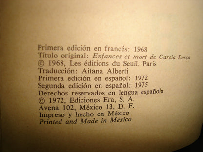 169- Vida Y Muerte De García Lorca - Marcelle Auclair - Ediciones ERA, S. A.,  1975
