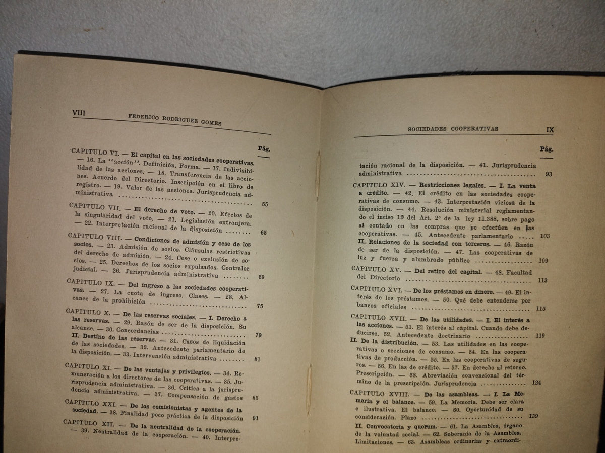 128- Sociedades Cooperativas. (Ley 11.388) - Comentario.  Legislación Comparada Jurisprudencia Comparativa - Federico Rodríguez Gomes - Buenos Aires, Librería Y Casa Editora De Jesús Menéndez, 1935