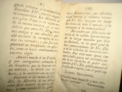 163- Vida Del Papa Benedicto XIV - Marqués De Caracciolo - En La Imprenta De Benito Cano - 1788