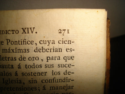 163- Vida Del Papa Benedicto XIV - Marqués De Caracciolo - En La Imprenta De Benito Cano - 1788