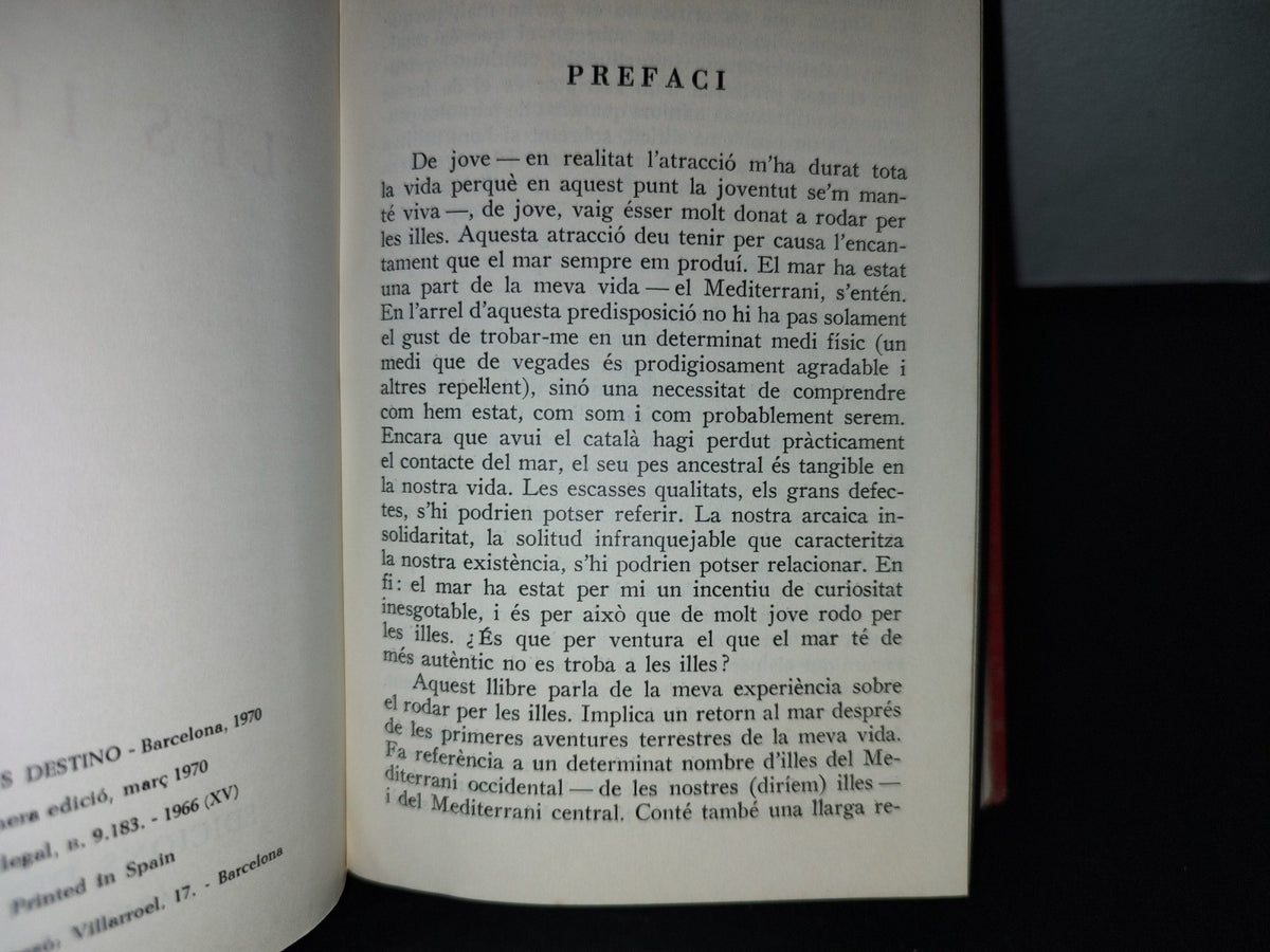 66- Catalán. Josep Pla. Obra Completa. Volum Xv. Les Illes - Primera Edició Març 1970