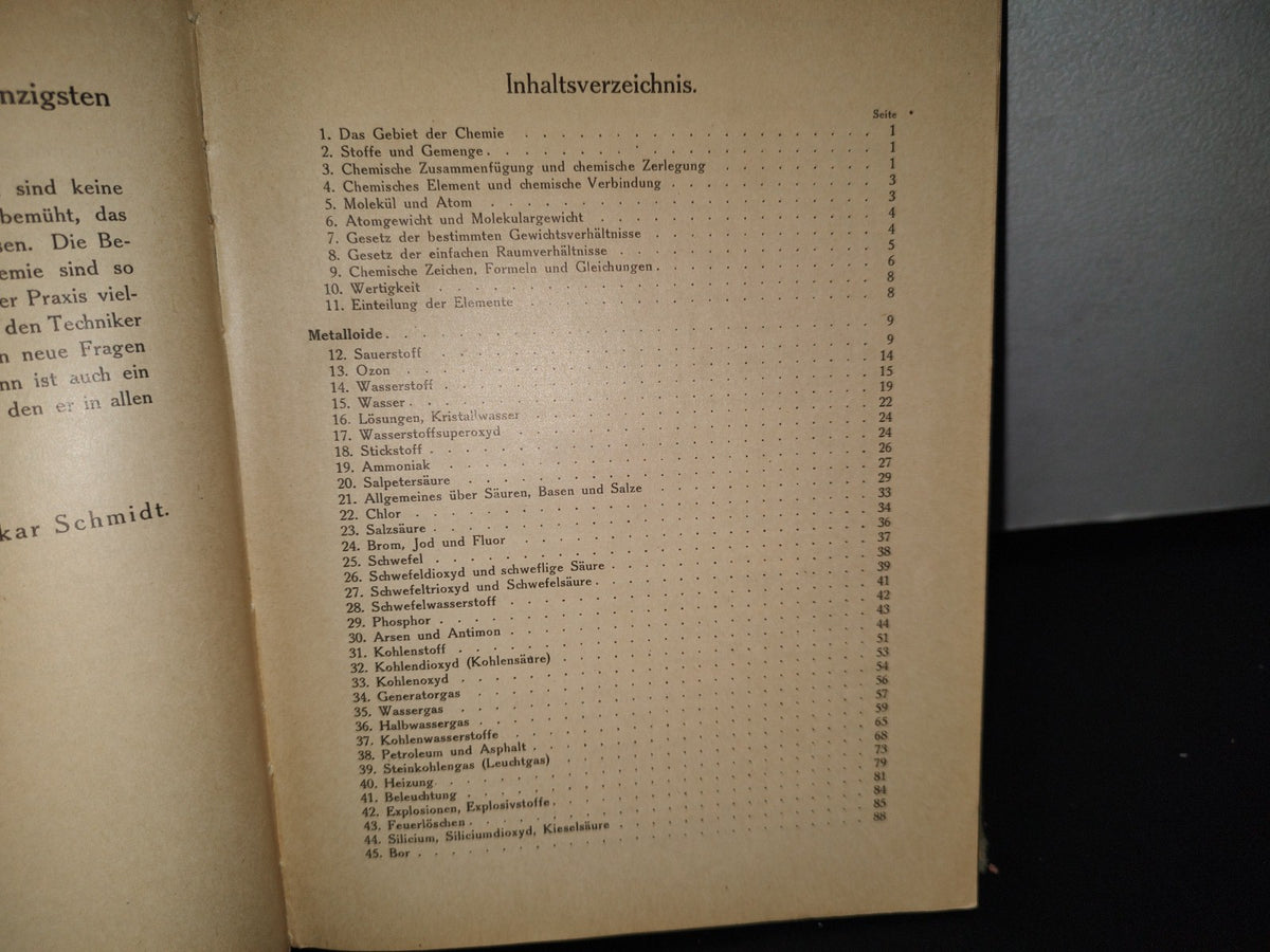 92- Idioma Alemán: Química Para Ingenieros / Chemie Für Techniker. Verlag Von Konrad Witter In Stuttgart - Dr. Oskar Schmidt - 1933