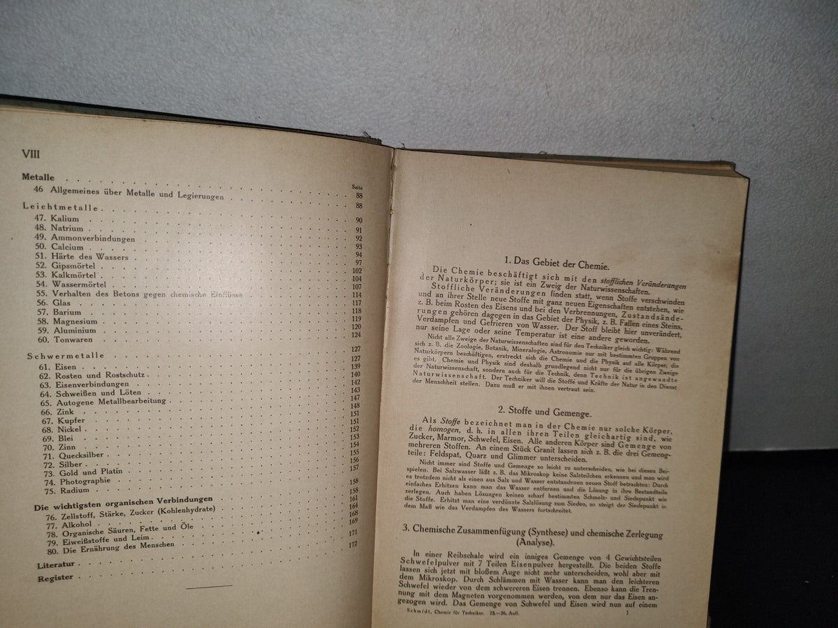 92- Chemie Für Techniker. Verlag Von Konrad Witter In Stuttgart - Dr. Oskar Schmidt - 1933