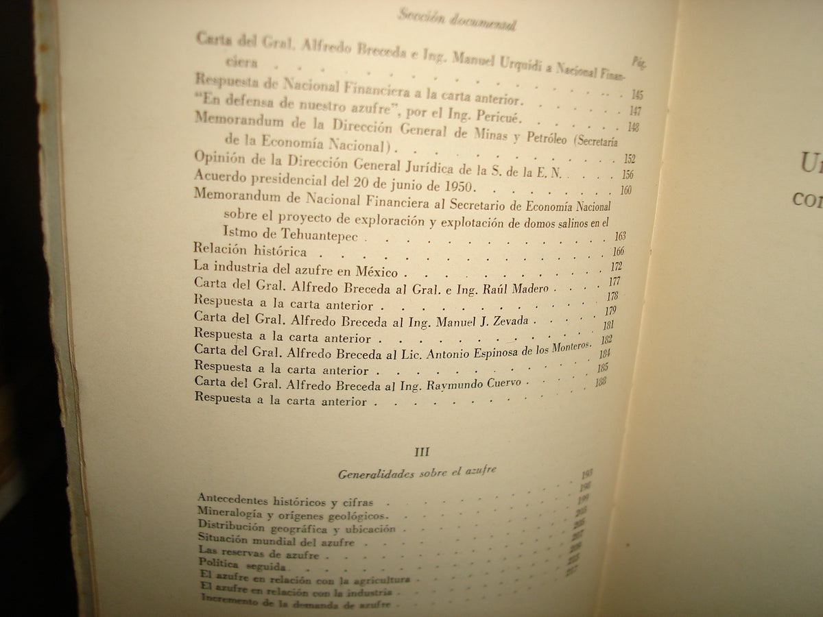 163- El Azufre E México (Una Historia Documentada) - Antonio Acevedo Escobedo - Editorial Cultura, T. G. S. A., 1956