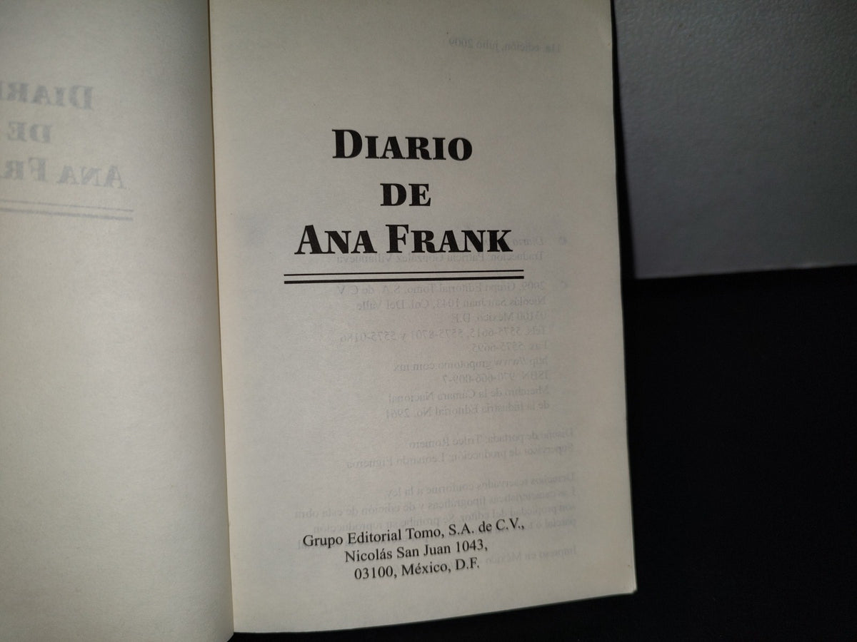 87-2- Diario De Ana Frank - Editorial Tomo - 2009
