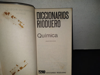 158- Diccionario De Química - Diccionarios Rioduero. Ediplesa, 1973