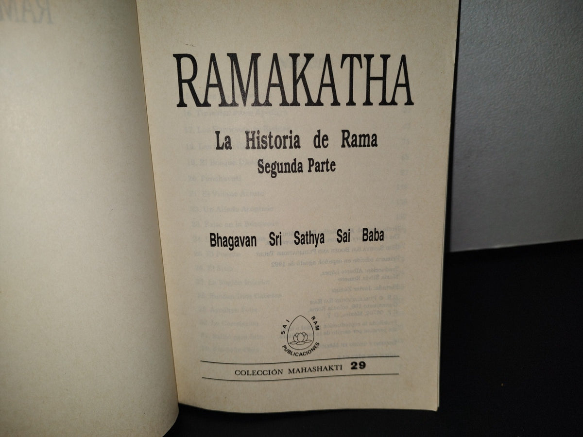 4- Ramakatha, la historia de Rama 2 - Bhagavan Sri Sathya Sai Baba - Primera Edición: Agosto de 1992