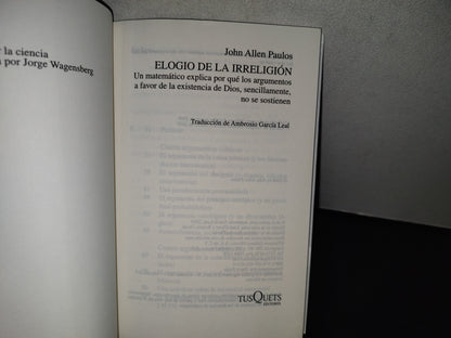 188- Elogio De La Irreligión - John Allen Paulos - Primera Edición 2009