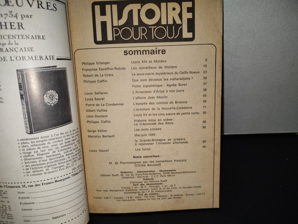 99- Histoire Pour Tous Molière A 300 Ans - N° 157, Mai 1973