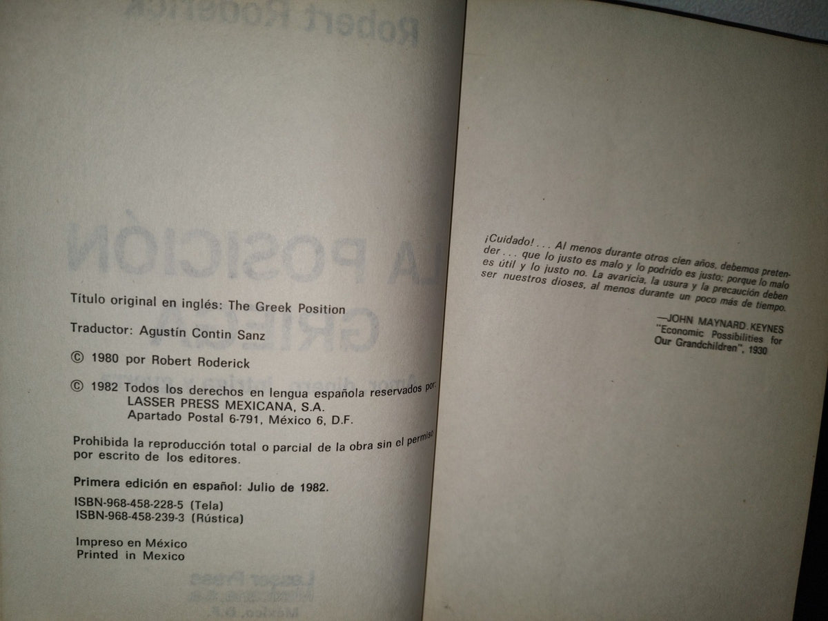 212- La Posición Griega - Robert Roderick - Primera Edición 1982