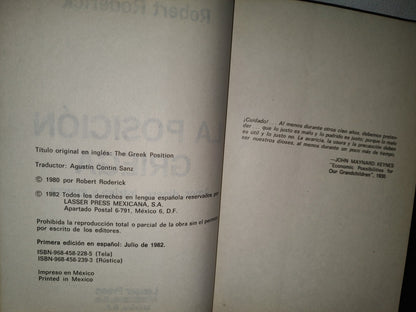 212- La Posición Griega - Robert Roderick - Primera Edición 1982