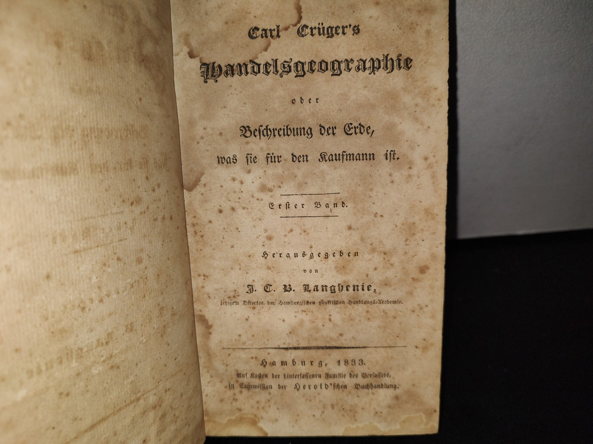 59- Carl Crüger'S Handelsgeographie Oder Beschreibung Der Erde, Was Sie Für Den Kaufmann Ist - 1833