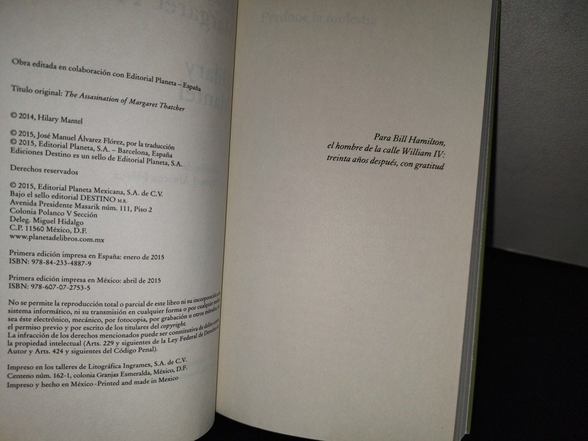 188- El Asesinato De Margaret Thatcher - Hilary Mantel - Primera Edición 2015