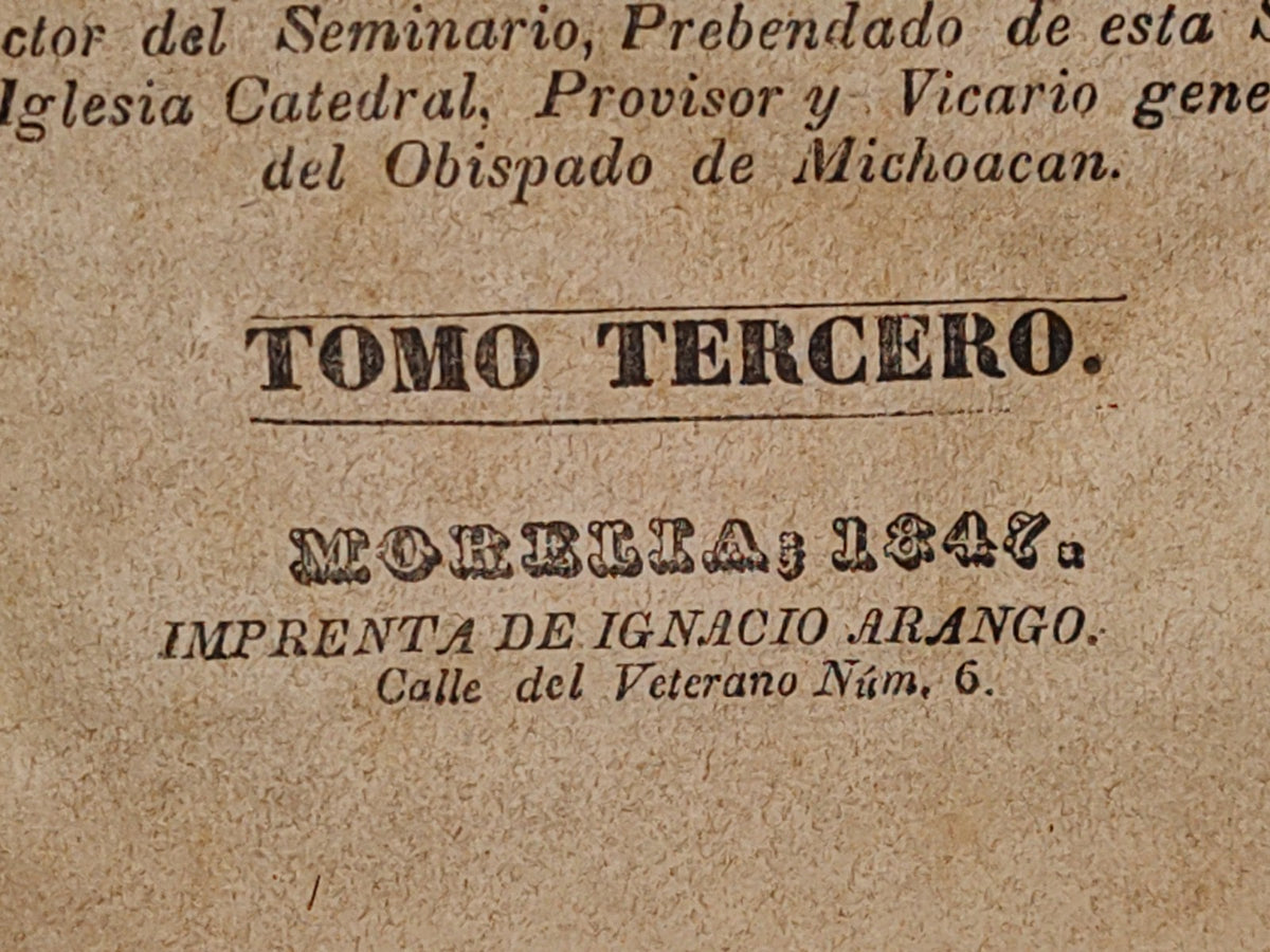151- Curso De Jurisprudencia Universal. Tomo Tercero - Clemente Munguía - Imprenta De Ignacio Arango. Morelia, 1847