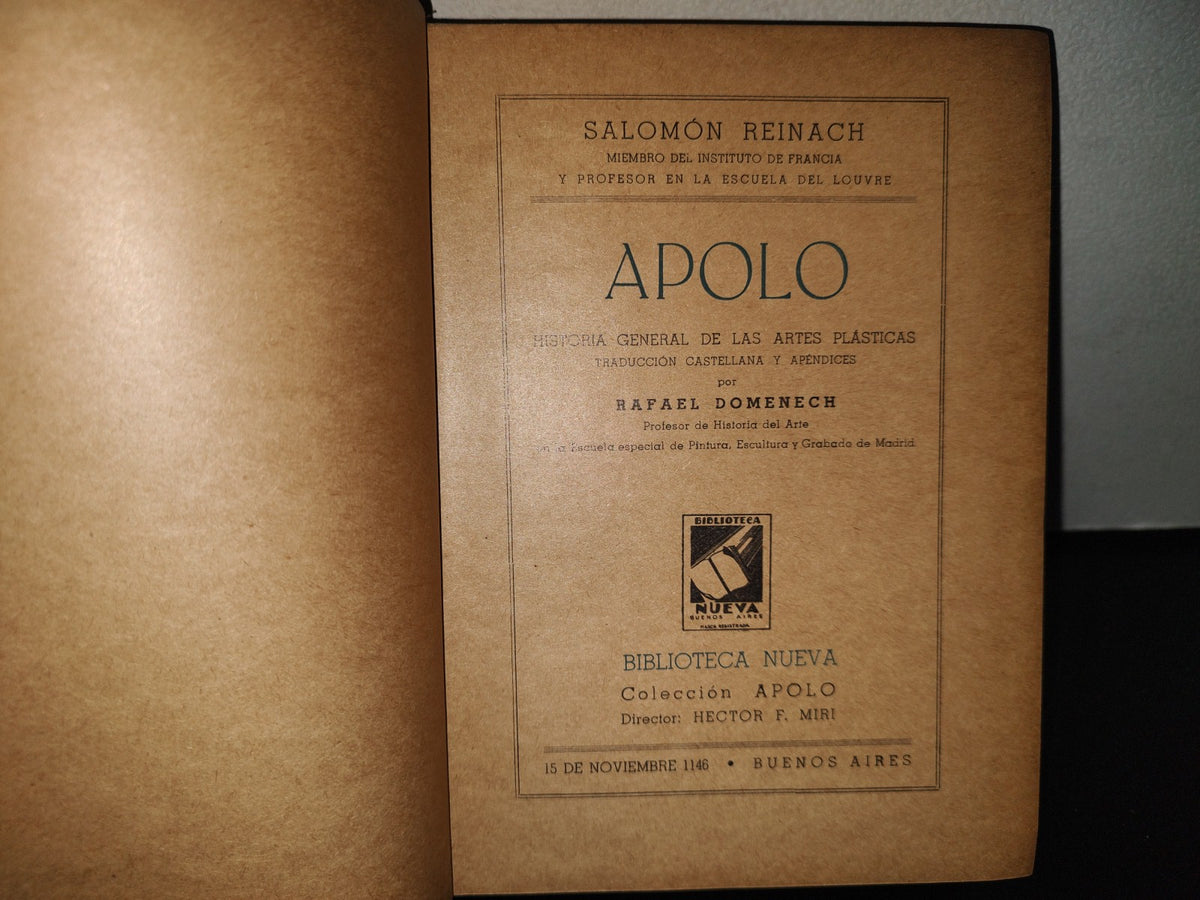 85- Apolo. Historia General De Las Artes Plásticas - Salomón Reinach - 50'S