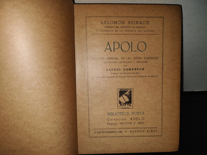 85- Apolo. Historia General De Las Artes Plásticas - Salomón Reinach - 50'S