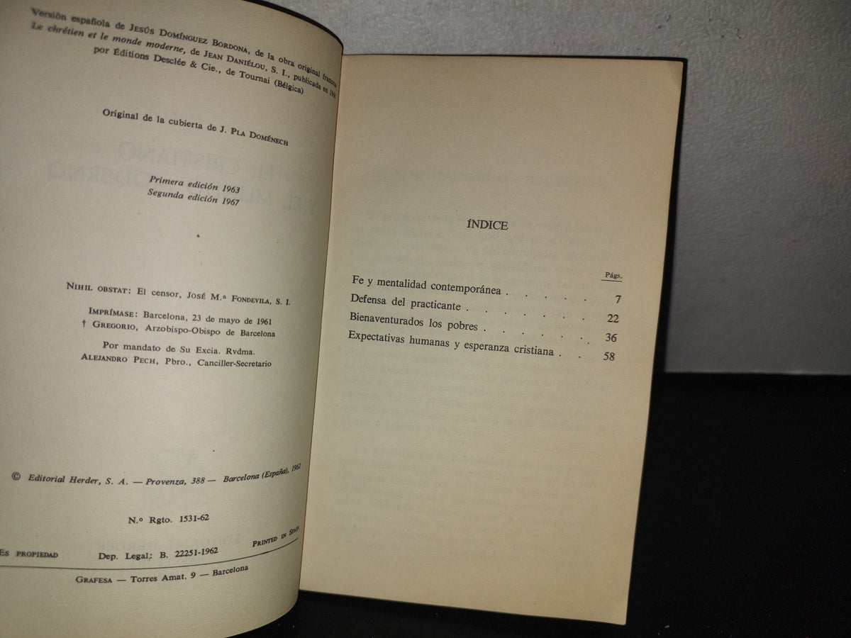 128- El Cristiano Y El Mundo Moderno - Jean Daniélou - Editorial Herder, Barcelona, 1967