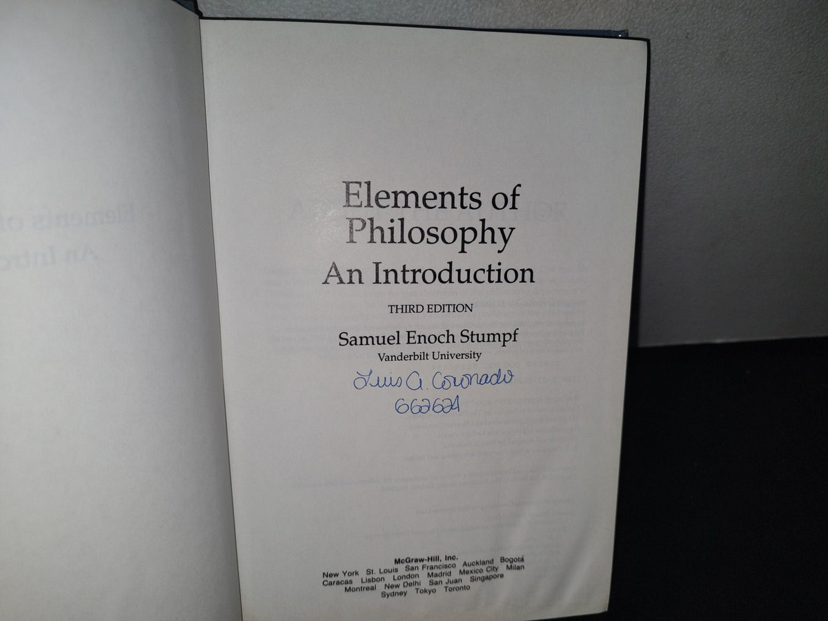 173- Elements Of Philosophy. An Introduction. Third Edition - Samuel Enoch Stumpf - McGraw-Hill, Inc. 1993