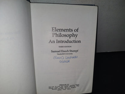173- Elements Of Philosophy. An Introduction. Third Edition - Samuel Enoch Stumpf - McGraw-Hill, Inc. 1993