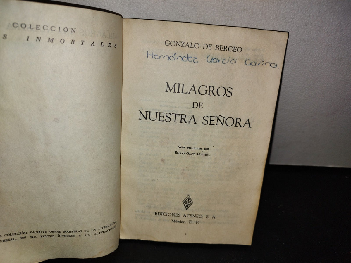 50- Milagros De Nuestra Señora - Gonzalo De Berceo - Primera Edición 1970