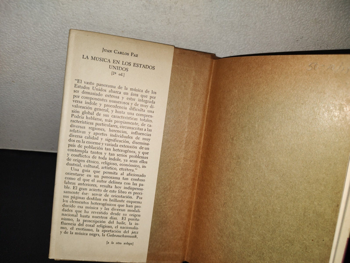158- La Música En Los Estados Unidos - Juan Carlos Paz. Breviarios. Fondo De Cultura Económica - 1959