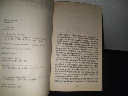 96- Domingo - Georges Simenon - Libro Amigo Narrativa. Ediciones B, Primera Edición 1988