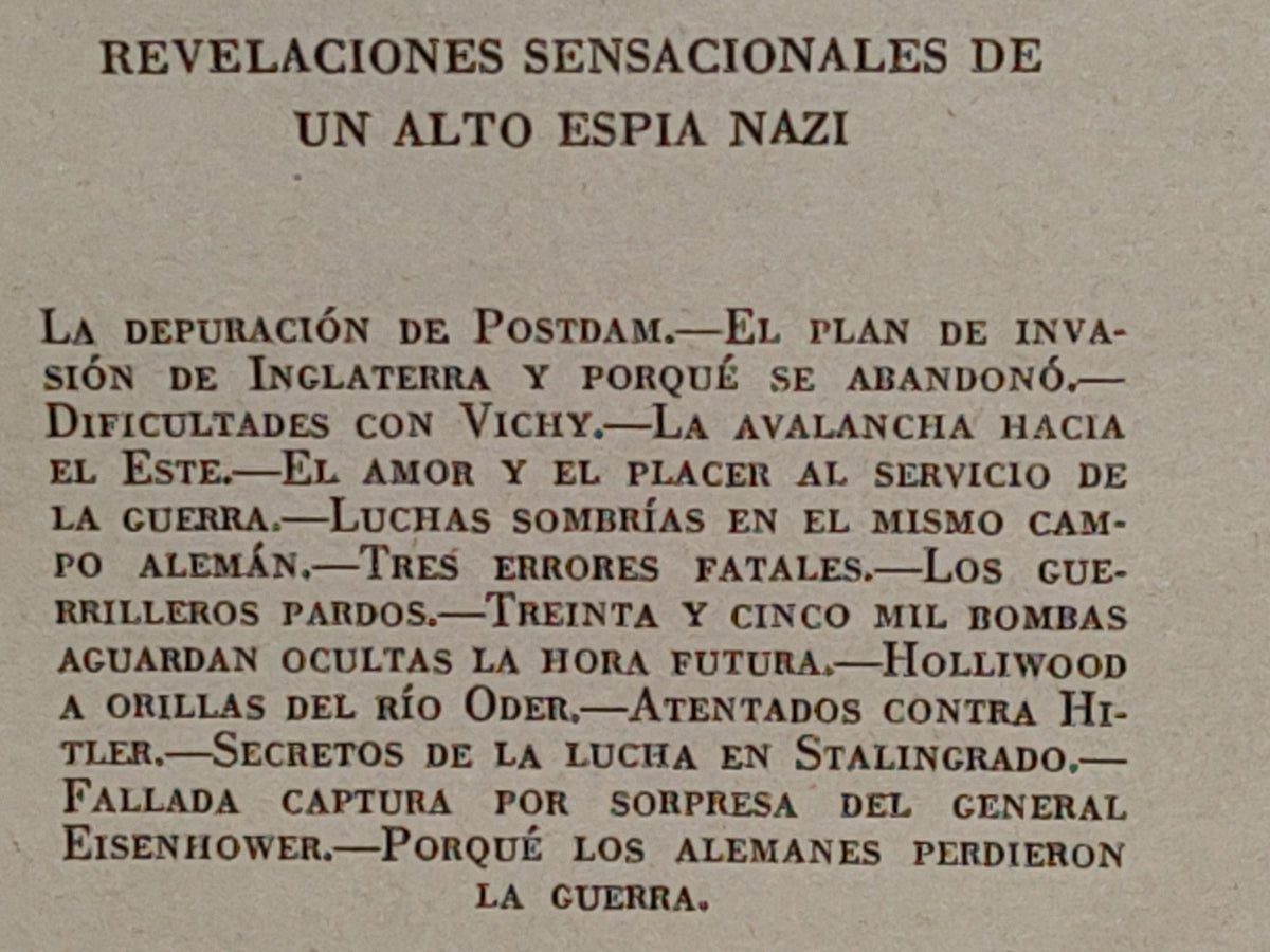59- Alemania Habla. La Guerra Por Dentro. Revelaciones De Un Alto Espía Nazi. H. Von Berner - Colección Hoy Y Mañana, México, 1948