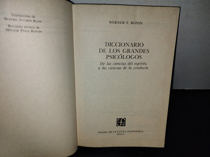 66- Diccionario De Los Grandes Psicólogos - Werner F. Bonin