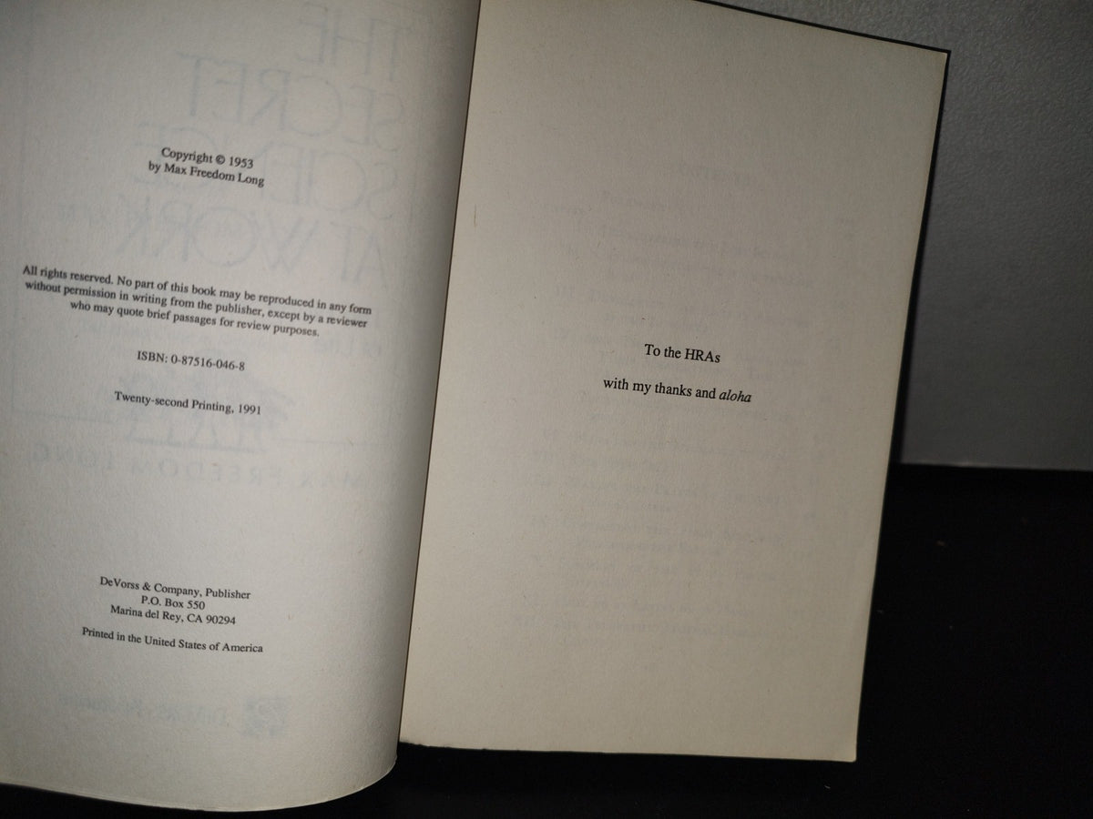 92- The Secret Science At Work. The Huna Method As A Way Of Life - Max Freedom Long - 1991