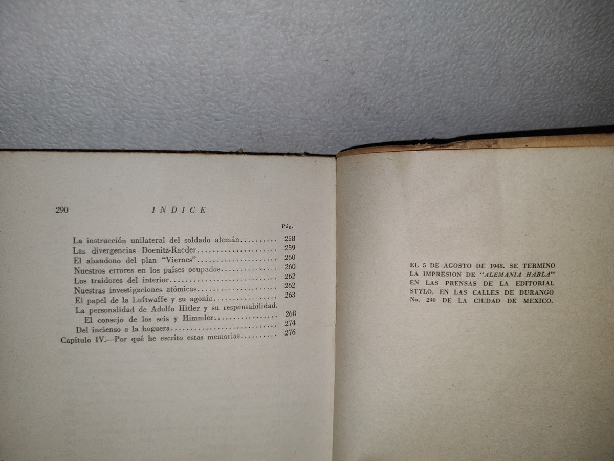 59- Alemania Habla. La Guerra Por Dentro. Revelaciones De Un Alto Espía Nazi. H. Von Berner - Colección Hoy Y Mañana, México, 1948