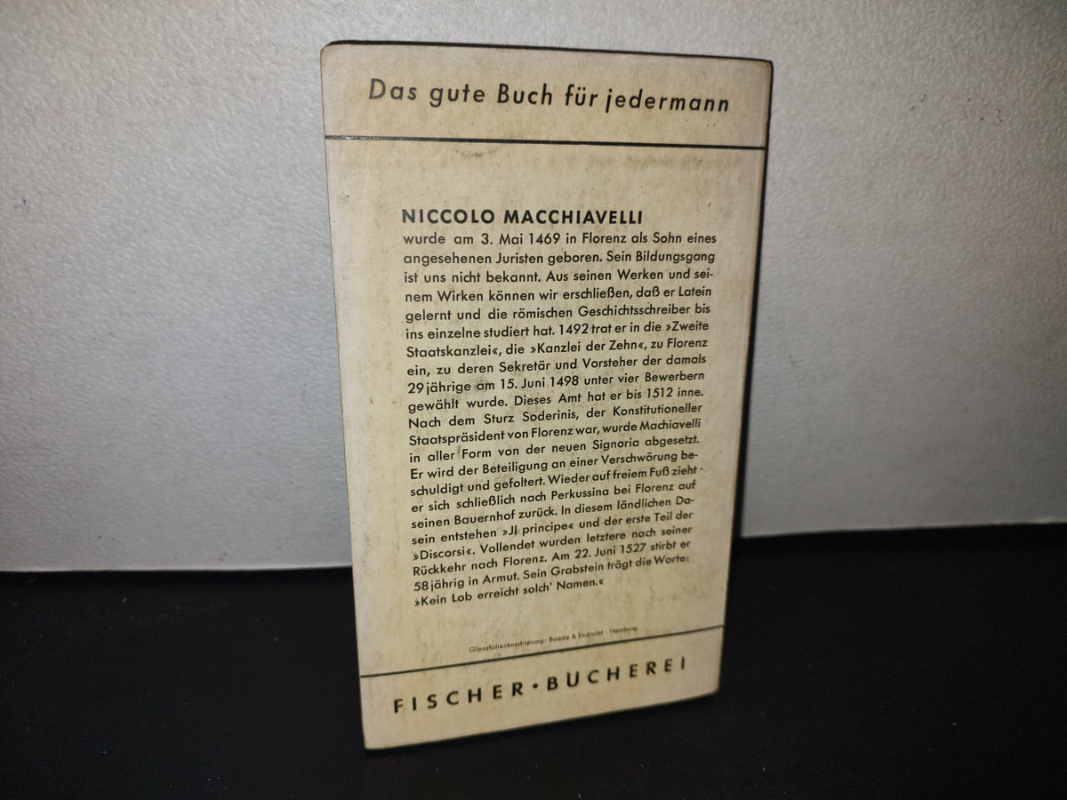 128- Alemán. Macchiavelli. Auswahl Und Einleitung Von Carlo Schmid - 1956