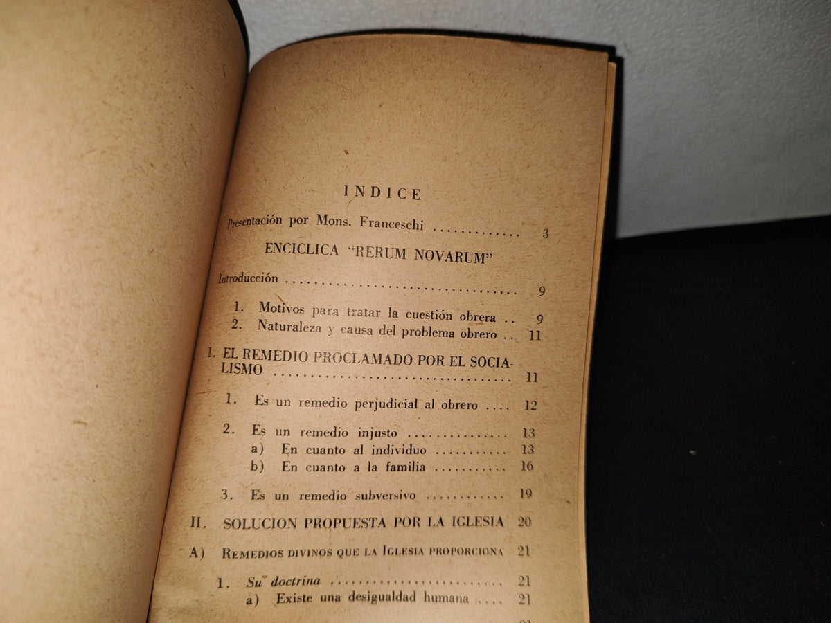 195- Documentos Pontificios. Rerum Novarum. De S. S. León Xiii. Sobre La Cuestión Obrera - 1972
