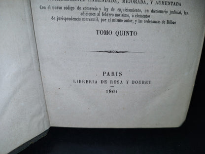 174- Febrero Novisimo O Librería De Jueces, Abogados Y Escribanos. Tomo Quinto Eugenio De Tapia 1861