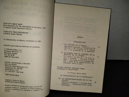 78- Cuatro Buenas Razones Para Eliminar La Televisión - Jerry Mander - Gedisa 1984